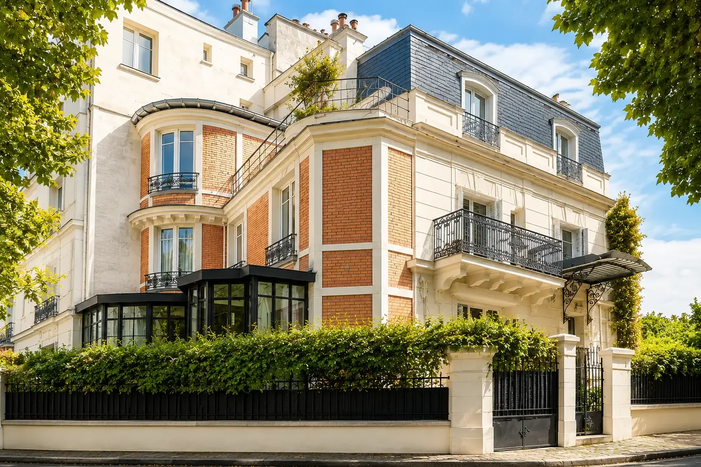 Maison de caractère après rénovation de la façade, des éléments en brique et de la couverture